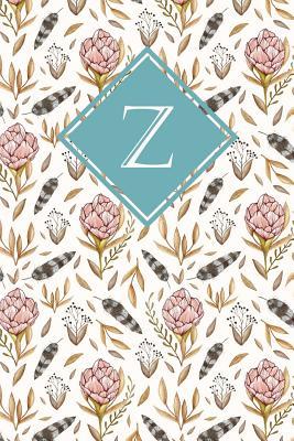 Download Z: Monogrammed Blank Lined Journal: Beautiful and Classic: Pink, Mint Green and White Floral Design - Vintage Lettering Stationery file in PDF