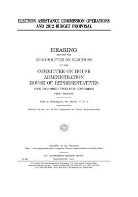 Download Election Assistance Commission operations and 2012 budget proposal - U.S. House of Representatives | ePub